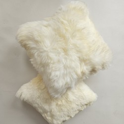 Pair Of Ivory Real Sheepskin Square Cushions 50cm