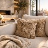 Pair Of Taupe Genuine Sheepskin Throw Pillows 50cm