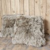 Pair Of Taupe Genuine Sheepskin Throw Pillows 50cm