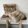Paire de coussins décoratifs en véritable peau de mouton taupe, 50 cm