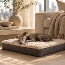 Large Genuine Sheepskin Dog Bed. Shearling Orthopaedic Pet Bed - Oyster