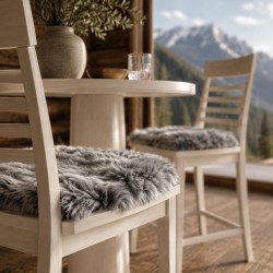 Paire de coussins de siège carrés en véritable peau de mouton à poils longs, 40 cm, gris