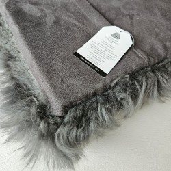 Pair Of Long Haired Genuine Sheepskin Square Seat Pads 40cm Grey