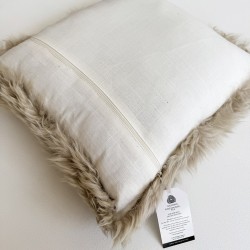 Pair Of Oyster Long Haired Genuine Sheepskin Cushions