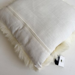 Pair Of Ivory Real Sheepskin Square Cushions 50cm