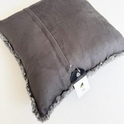Pair Of Grey Short Haired Genuine Sheepskin Cushions 40cm
