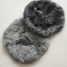 Pair of Real Sheepskin Round Seat Pads Long Haired Grey 37cm Chair Pads