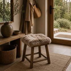 Paire de coussins de siège carrés en véritable peau de mouton à poils longs, 40 cm, couleur taupe