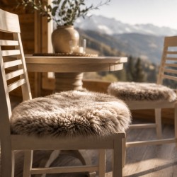 Paire de coussins de siège carrés en véritable peau de mouton à poils longs, 40 cm, couleur taupe