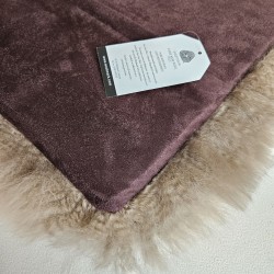 Paire de coussins de siège carrés en véritable peau de mouton à poils longs, 40 cm, couleur taupe