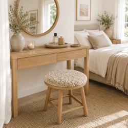 Pair of Real Sheepskin Round Seat Pads Short Haired Oyster 37cm Chair Pads