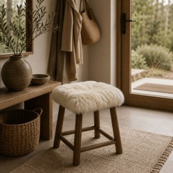 Ivory Long Haired Genuine Sheepskin Pair Square Seat Pads 40cm