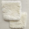 Paire de coussins de siège carrés en peau de mouton véritable à poils longs ivoire, 40 cm