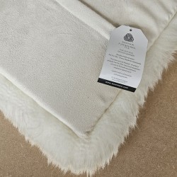 Ivory Long Haired Genuine Sheepskin Pair Square Seat Pads 40cm