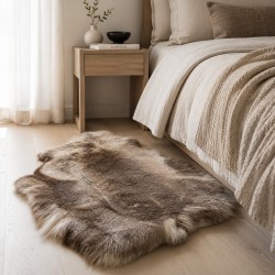 Grand tapis en peau de renne brune | Tapis en peau de renne naturelle