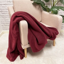 Wine Coloured Fleece Throw | Maroon Fleece Blanket | Fleece Blankets |