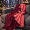 Couverture polaire réversible bordeaux | Plaid polaire réversible | Plaid rouge
