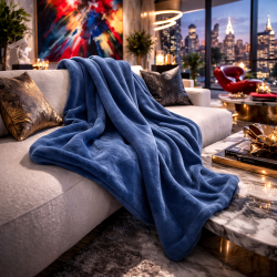 Petrol Blue Fleece Blanket | Blue Fleece Throw | Fleece Blankets |