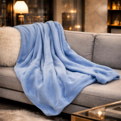 Sky Blue Fleece Throw | Light Blue Fleece Blanket | Fleece Blankets |