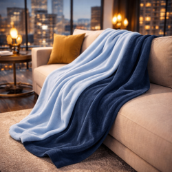 Omkeerbare Blauwe Fleece Plaid | Omkeerbare Fleece Plaid | Fleece Deken