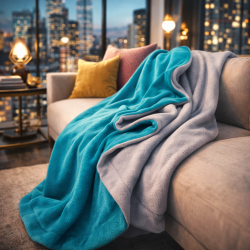 Reversible Grey Fleece Blanket Throw | Reversible Fleece Blankets