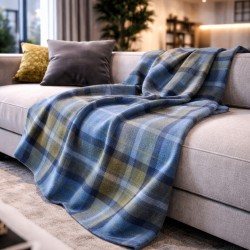 Blue Tartan Throw | Blue Tartan Check Blanket | Blue Tartan Check Throws