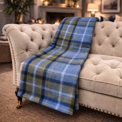 Blue Tartan Throw | Blue Tartan Check Blanket | Blue Tartan Check Throws