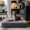 Large Real Sheepskin Pet Bed. Short Curly Haired Memory Foam Dog Bed - Grey