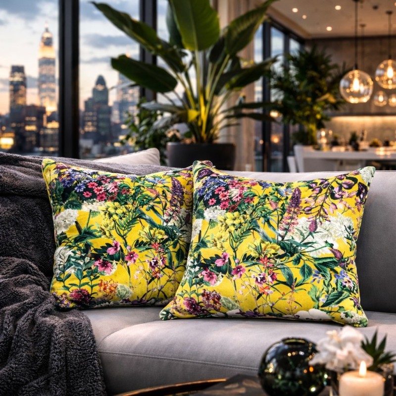 Midsummer Luxury Velvet Cushions | Floral Printed Velvet Cushions |