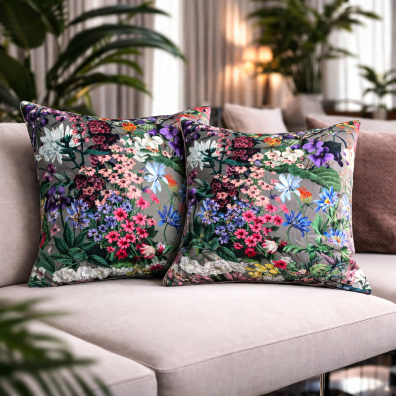 Coussins en velours de luxe Rhapsody | Coussins en velours imprimé fleuri |