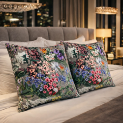 Rhapsody Luxury Velvet Cushions | Flowery Printed Velvet Cushions |