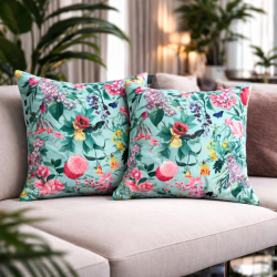 Tranquillity Luxury Velvet Cushions | Printed Velvet Floral Cushions |