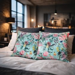 Tranquillity Luxus-Samtkissen | Bedruckte Samt-Blumenkissen |