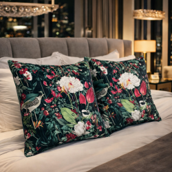 Coussins de luxe en velours Patagonia | Coussins en velours imprimé tropical |