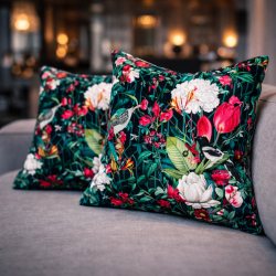 Coussins de luxe en velours Patagonia | Coussins en velours imprimé tropical |