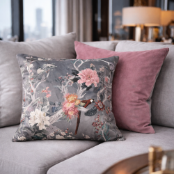 Coussins réversibles en velours style chinoiserie | Coussins orientaux en velours