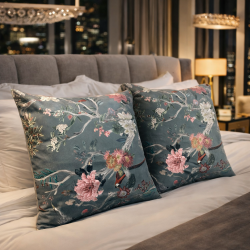 Cuscini di Lusso in Velluto Chinoiserie | Cuscini in Velluto Stampato Orientale