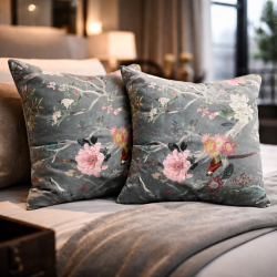 Chinoiserie Luxury Velvet Cushions | Oriental Printed Velvet Cushions