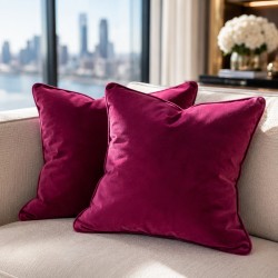 Coussins décoratifs en velours rose vif | Coussins unis en velours rose