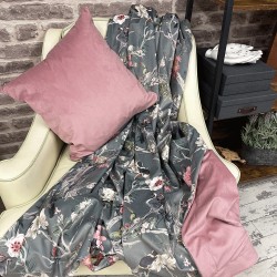 Plaid réversible en velours à motifs chinoiserie | Plaid de luxe en velours imprimé |