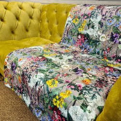 Jeté de lit double face en velours à motif floral - Rhapsody | Chemin de lit de luxe en velours