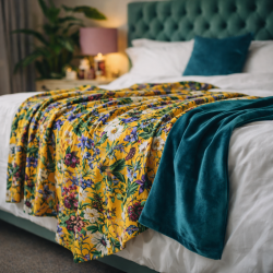 Midsummer Reversible Velvet Throw | Reversible Floral Printed Velvet Throw
