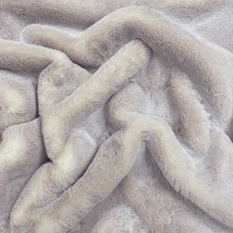 Tissu en fausse fourrure beige givré