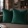 Coussins décoratifs en velours vert | Coussins de canapé passepoilés vert émeraude