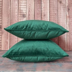 Cuscini Decorativi in Velluto Verde | Cuscini per Divano con Bordo Verde Smeraldo