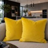Coussins décoratifs en velours jaune moutarde | Coussins unis en velours jaune