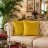 Coussins décoratifs en velours jaune moutarde | Coussins unis en velours jaune