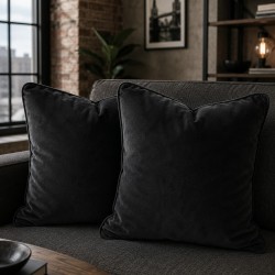 Coussins décoratifs en velours noir | Oreillers unis en velours noir