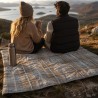 Couverture de voyage rembourrée portable avec poignée de transport, motif tartan gris