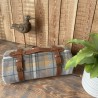 Portable Padded Travel Blanket with Carry Handle Grey Tartan